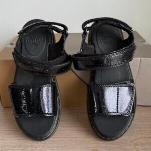 Dr Martens Romi Iridescent Purple Black Patent Leather Girls Sandals - SZ 3 Y